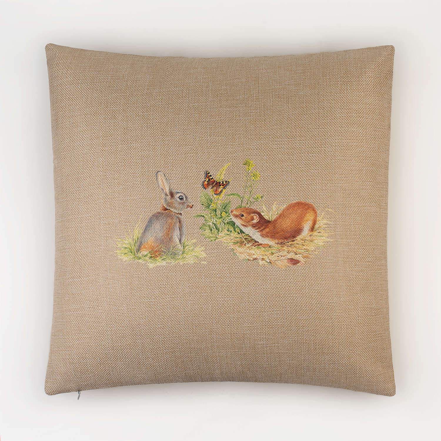Rabbit and Stoat Cushion - Countryman John