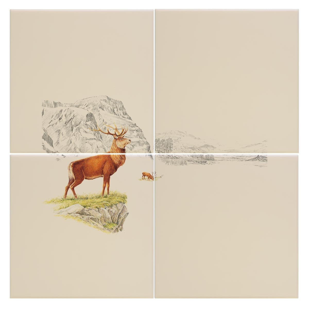 Stag on the Moor Tile - Countryman John