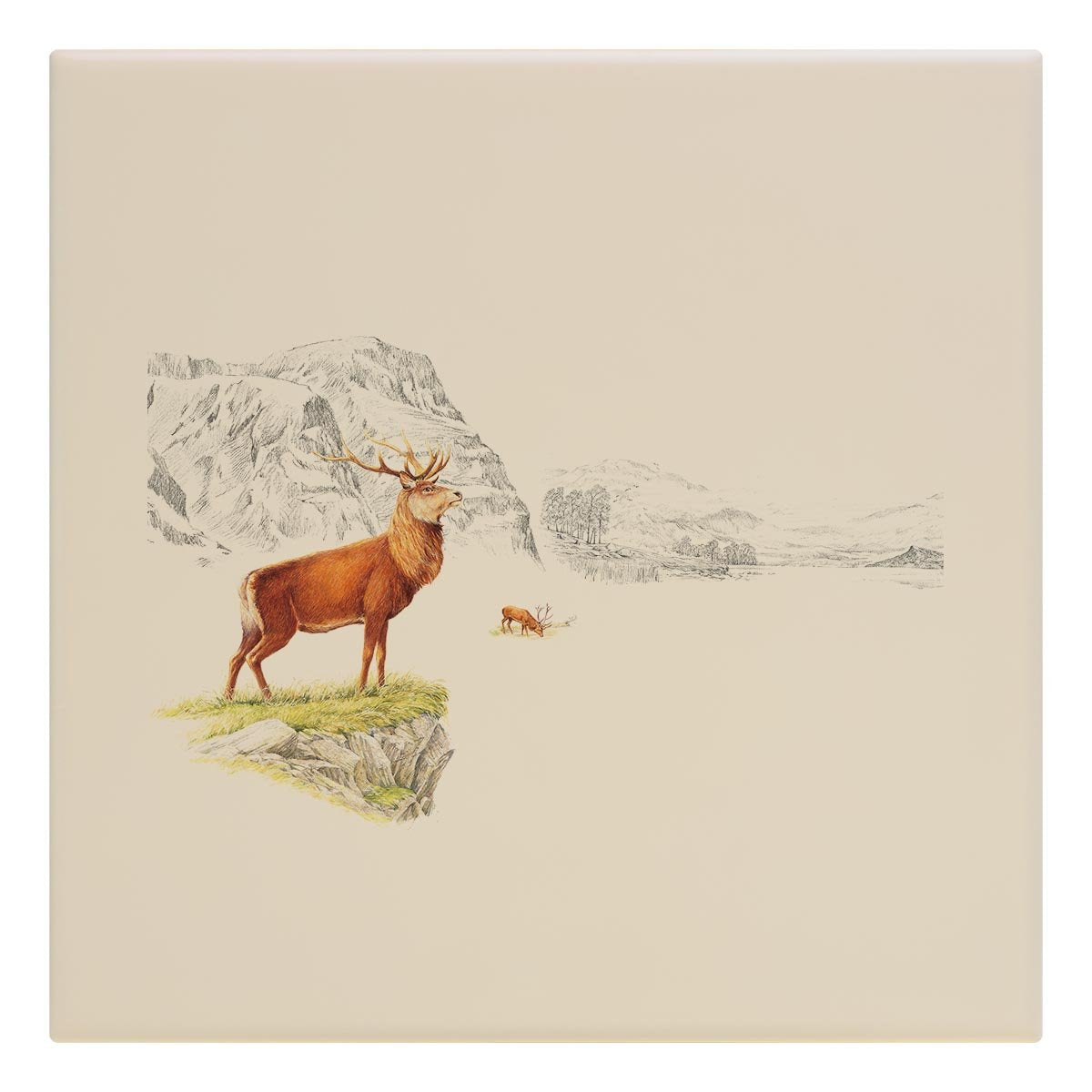 Stag on the Moor Tile - Countryman John