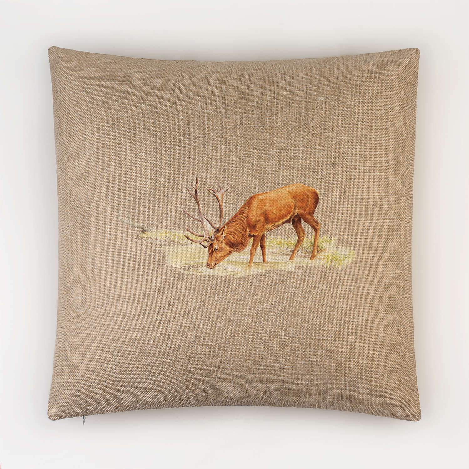 Drinking Red Stag Cushion - Countryman John
