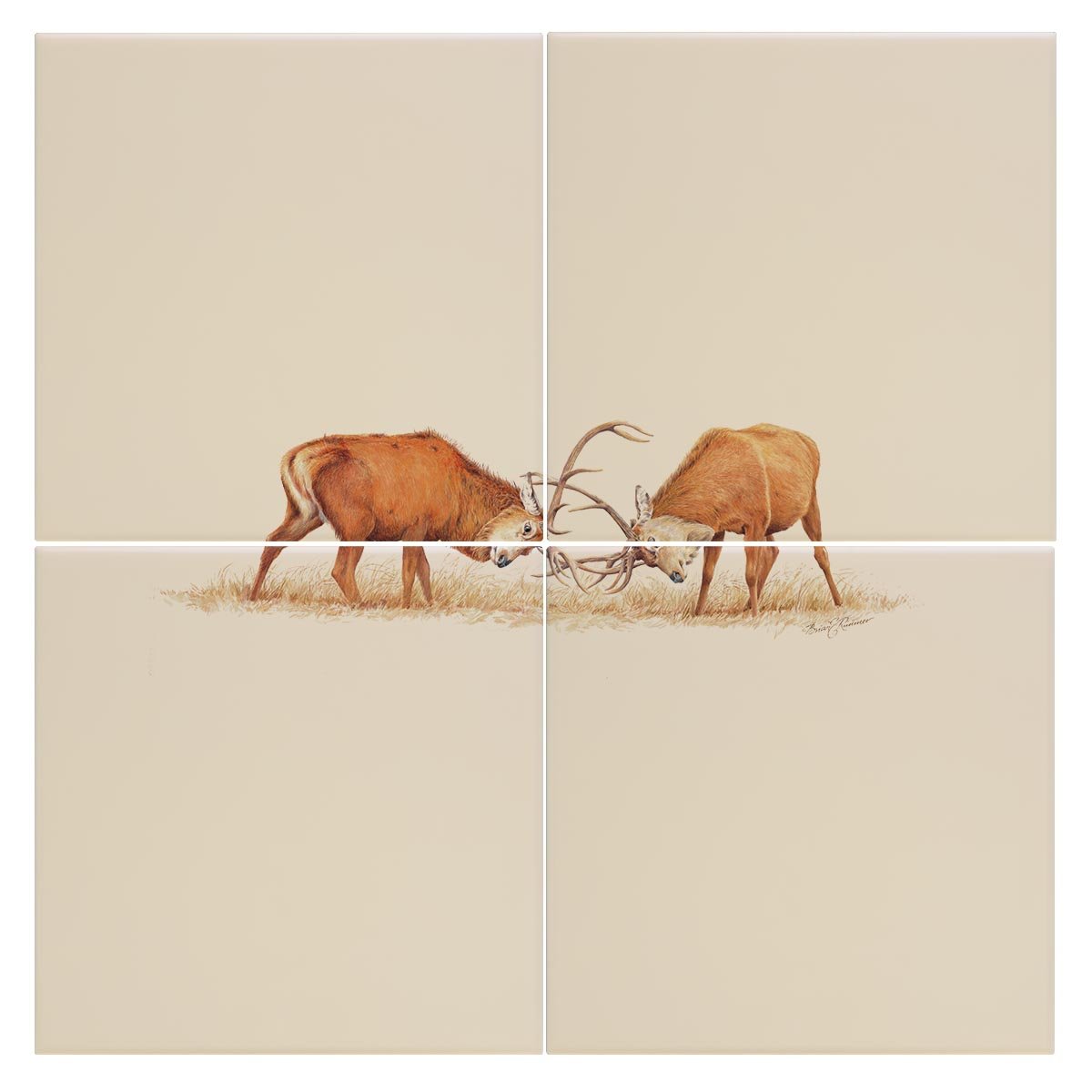 Duelling Stags Tile - Countryman John