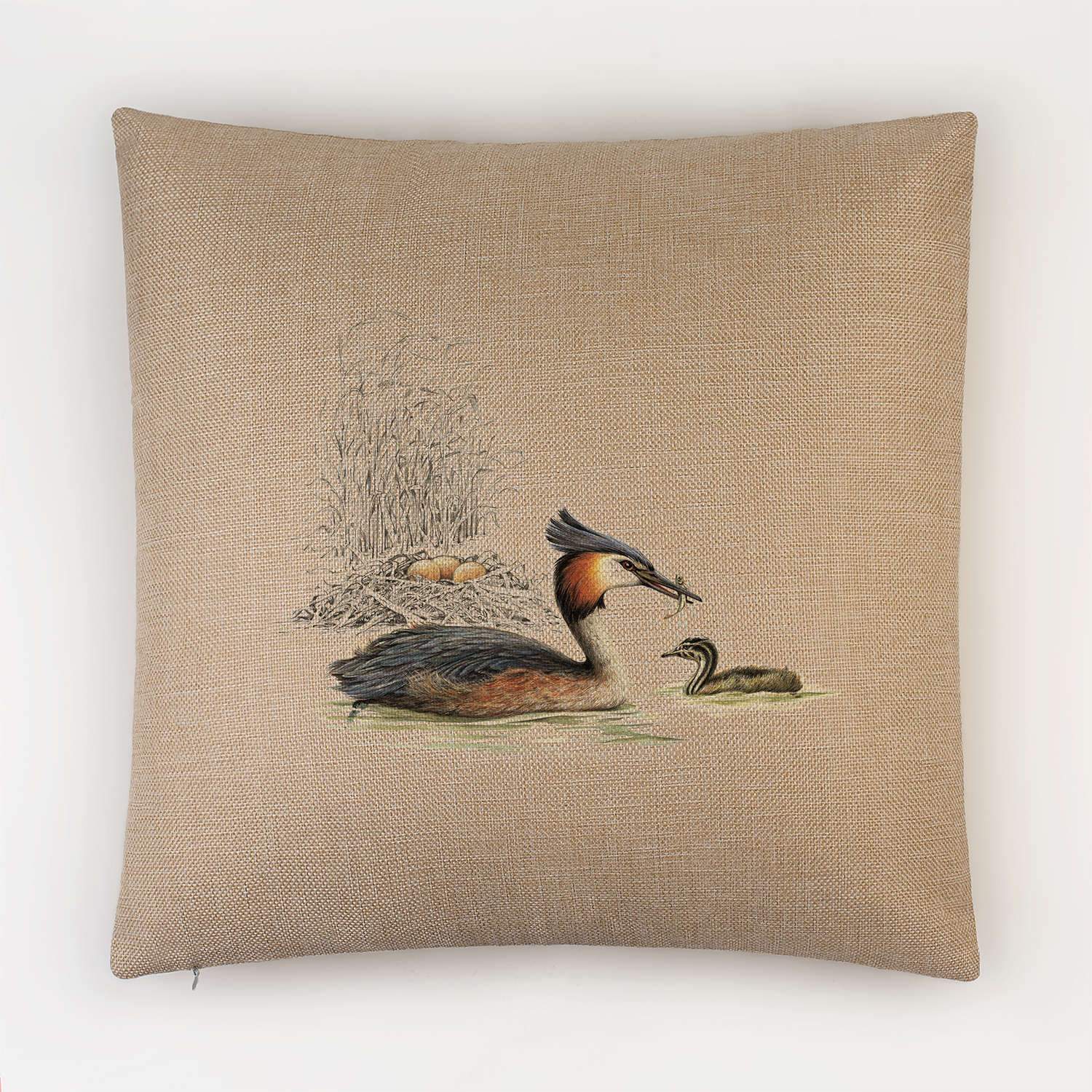 Grebe and Nest Cushion - Countryman John