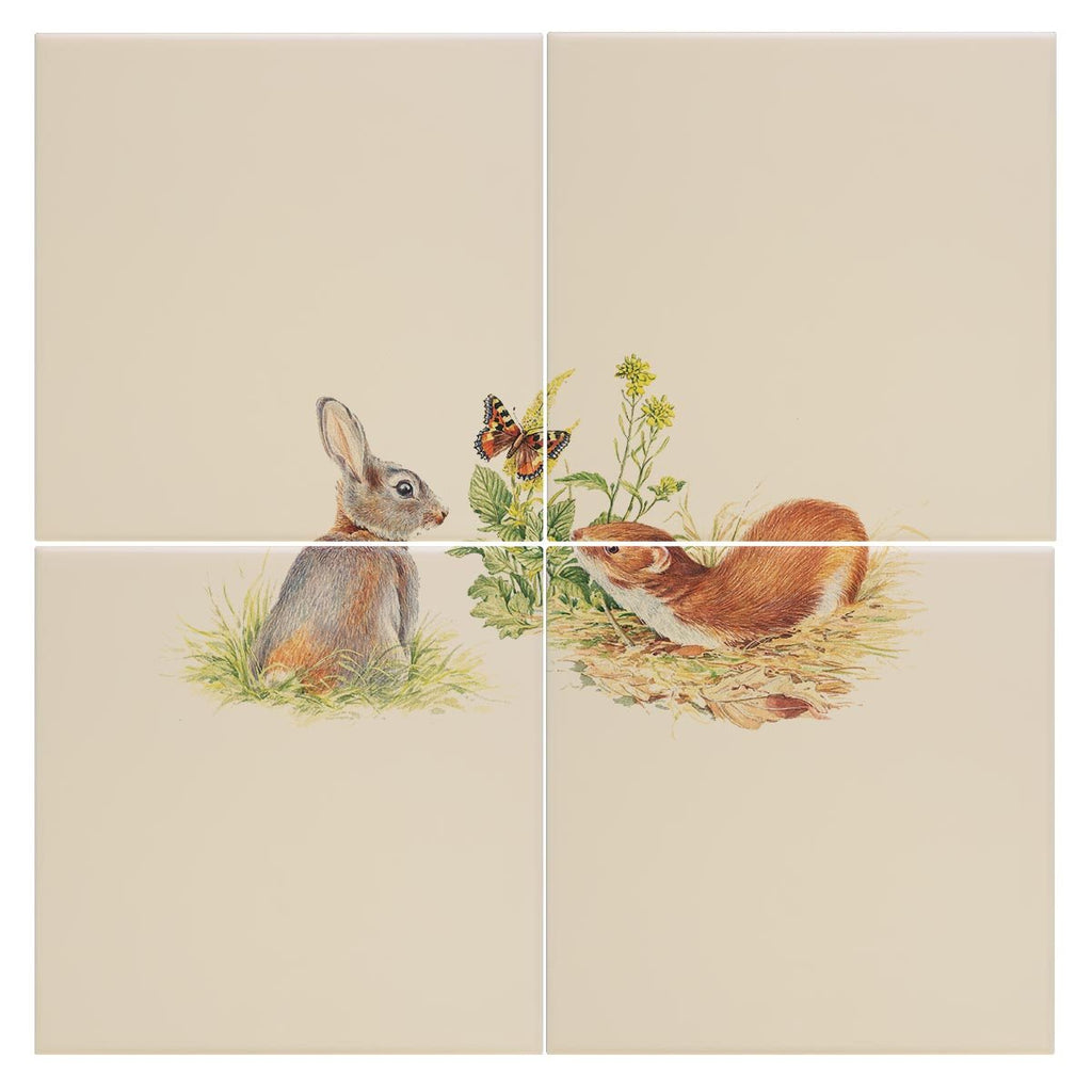 Rabbit and Stoat Tile - Countryman John