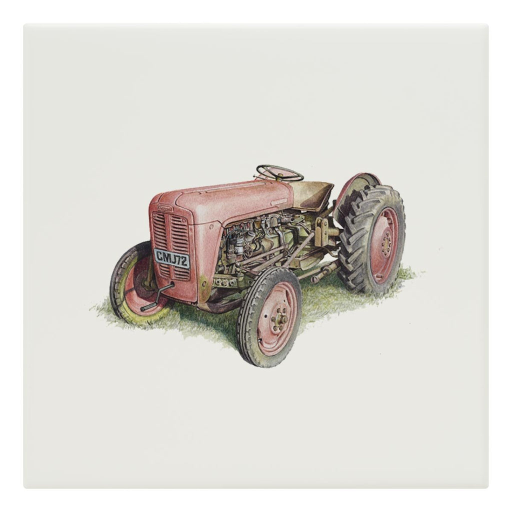 Red Fergusson Tractor Tile - Countryman John