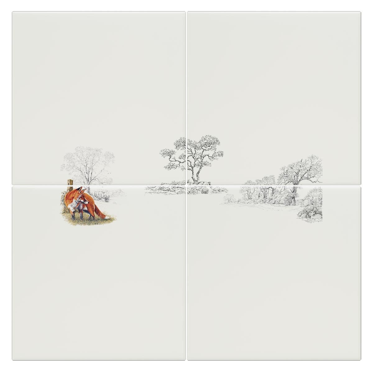 Fox and Rabbits Tile - Countryman John