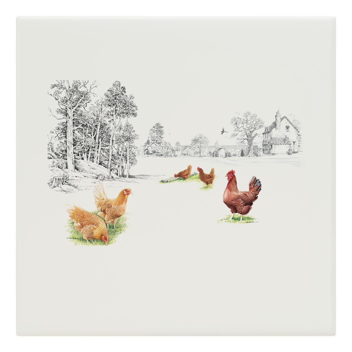 Chickens at the Bottom of the Garden Tile - Countryman John