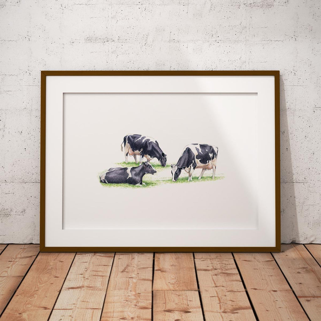Three Fresian Cows Wall Art Print - Countryman John
