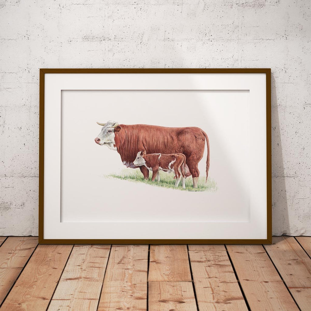Cow and Calf Wall Art Print - Countryman John
